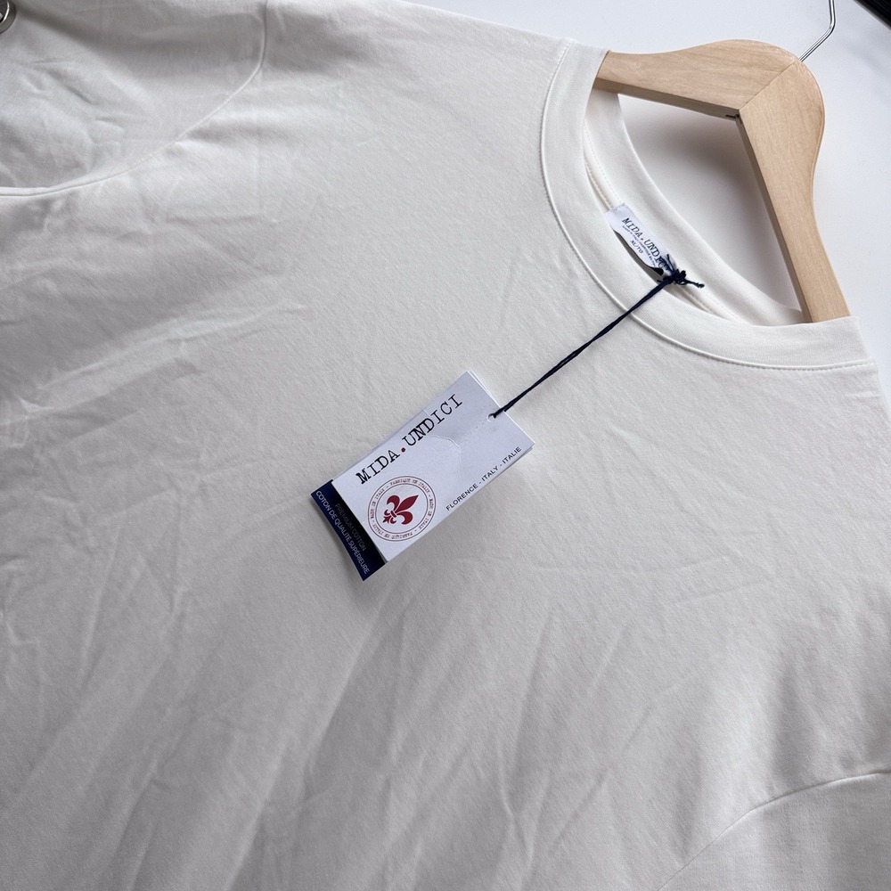 NEW Mida Undici Tee Men's XL Slub Cotton Italy Off White